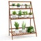 Costway 3 Tier Folding Shelf Stand Bamboo Flower Pot Display Rack Bookcase Organizer